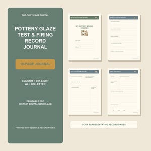 Journal de poterie à imprimer, registre des tests d'émaillage et des cuissons au four, format A4 US Letter