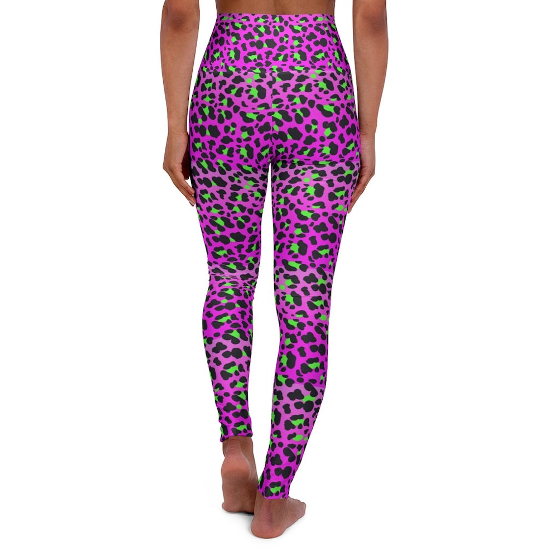 Leopard Print Yoga Leggings Neon Pink Workout Yoga Pants | Etsy