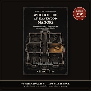 Mordgåta-logikpusselbok, 50 utskrivbara Sudoku-liknande avdragsfall, Whodunit-detektivspel PDF