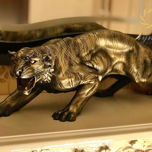 Gold Tiger Statue Large Tiger Statue Big Cat Sculpture Etsy