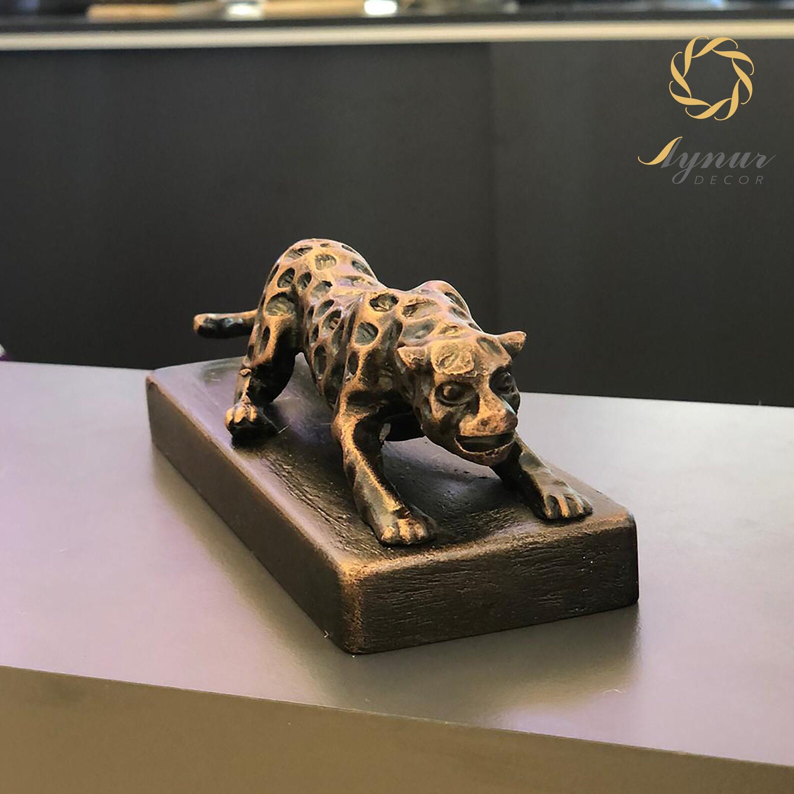 Gold Leopard Sculpture Leopard Figurine Cheetah Hand - Etsy
