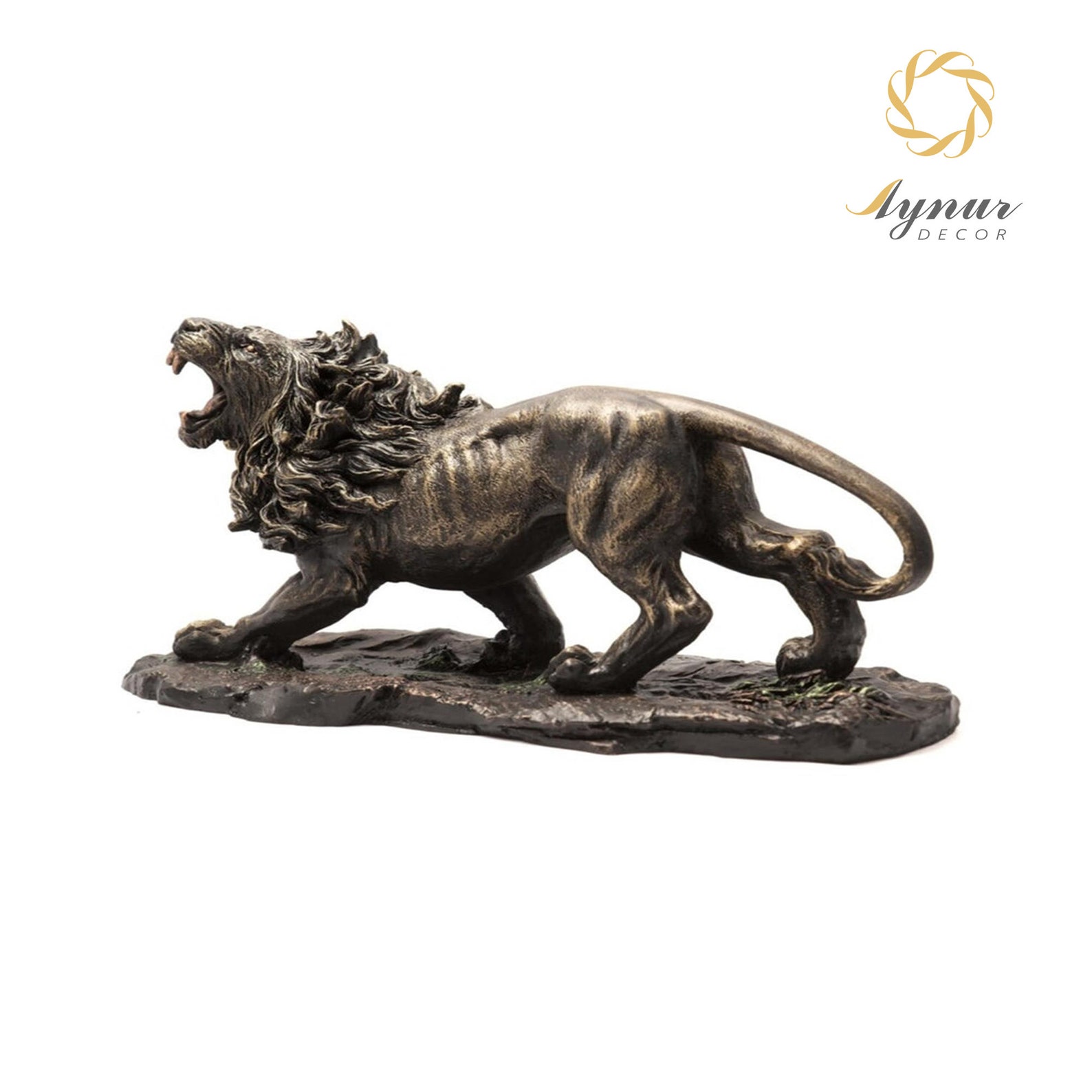 Lion Roaring Sculpture Large Golden Lion Figurine Large Etsy