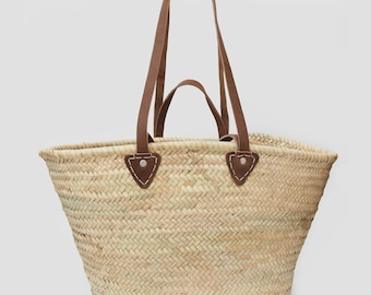 FRENCH BASKET || XL Market Basket || Handmade Moroccan Basket || Moroccan Straw Bag || Double Handle French Market Basket