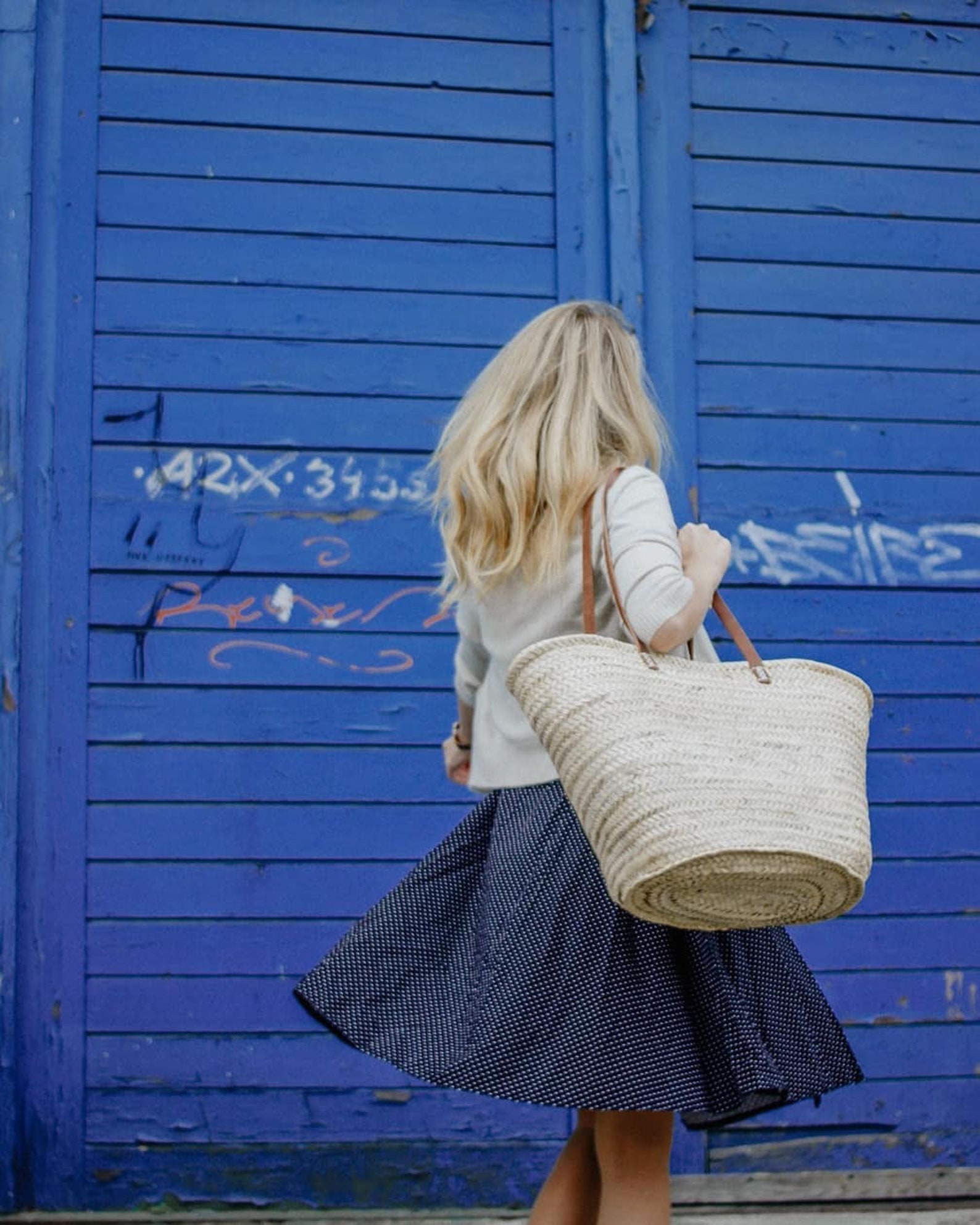MARKET BASKET With Long Leather Handles French Basket Etsy