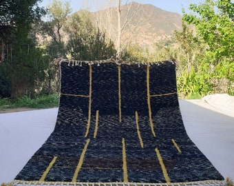 Fanita | Gradient Black Moroccan Rug 6x9 Beni Ourain Ultra Soft | Handmade Berber Wool Carpet | 6'79x9'81 Ft | 207x299 cm