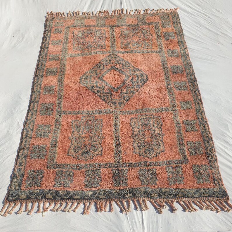 Luxurious Peach Moroccan Rug 6x10 Ultra Soft Plush Beni Mrirt Vintage Style Decor Bedroom Boho Free Shipping 70% Off - READY TO SHIP image 4