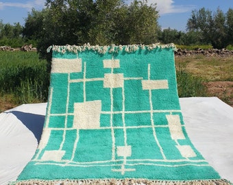 Tabia | Green Moroccan Rug 7x9 | Moroccan Beni Ourain Ultra Soft | 9'84x7'41 Ft | 300x226 cm