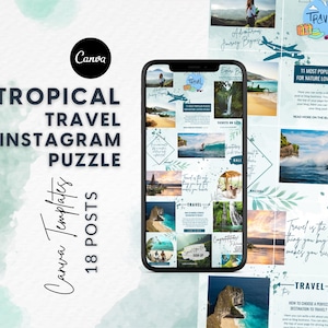 Travel Instagram Puzzle Template|Canva Instagram Puzzle Template|Travel Template|Canva Templates|Instagram 18 Posts|Canva Instagram Posts
