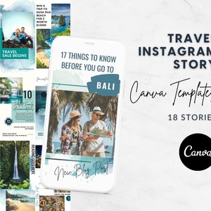 18 Travel Instagram Story Templates|Instagram Post Templates|Canva Templates|Lead Magnet Template|Instagram Story Templates|Travel Canva