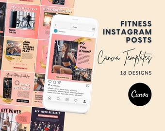 Mallar för Instagram-inlägg om fitness | Instagram för fitness | Mallar för gym Canva | Mall för Instagram-inlägg om träning | Fitnessmallar | Fitness Canva