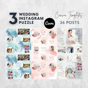 Wedding Instagram Puzzle Template|Canva Instagram Puzzle Template|Wedding Template|Canva Templates|Instagram 18 Posts|Canva Instagram Posts