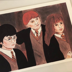 Harry Ron & Hermione A5 print