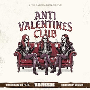 Diseño PNG de esqueleto del Club Anti-San Valentín: Camiseta retro grunge de Coffee Squad (descarga digital)
