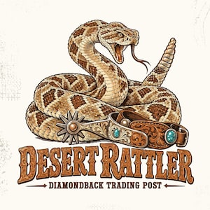 Vintage Rattlesnake PNG - Western Snake Spur Belt Graphic - Retro Desert Cowboy T-Shirt Design - Sublimation Heat Transfer Digital Download