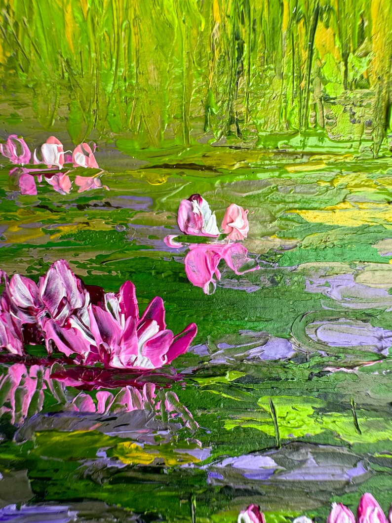 An Original Oil Painting of Water Lilies on Canvas Panel Board Using ...