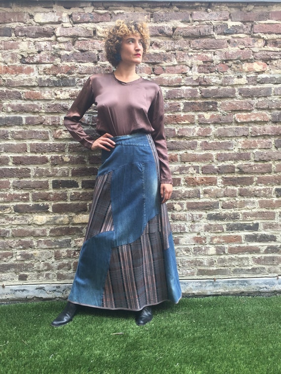 Vintage 70's Roberto Cavalli patchwork maxi skirt