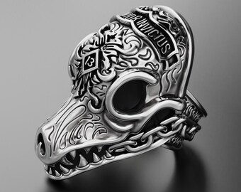 925 sterling silver MORIOR INVICTUS Ring, men skull ring, Bone ring, Halloween jewelry, Skull jewelry, Gothic ring gift for her