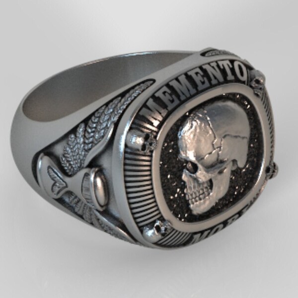 MEMENTO MORI RING Silber 925 Vanitas Freimaurer Totenkopf Skull