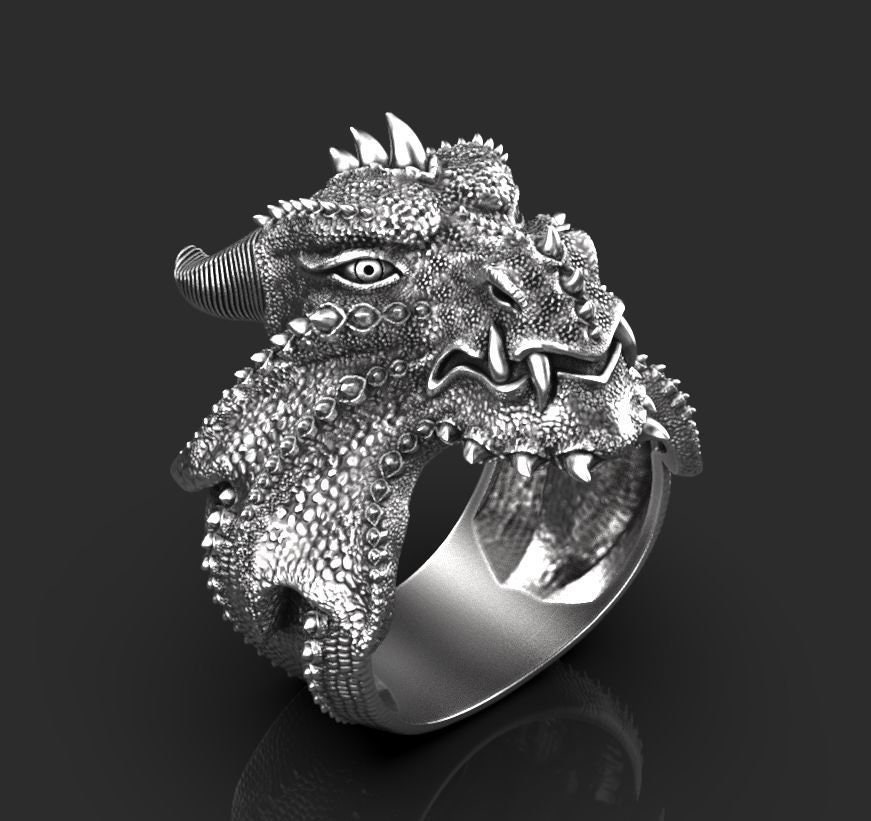 925 Sterling Silver Dragon Ring Mens Dragon Ring Dragon Head Etsy