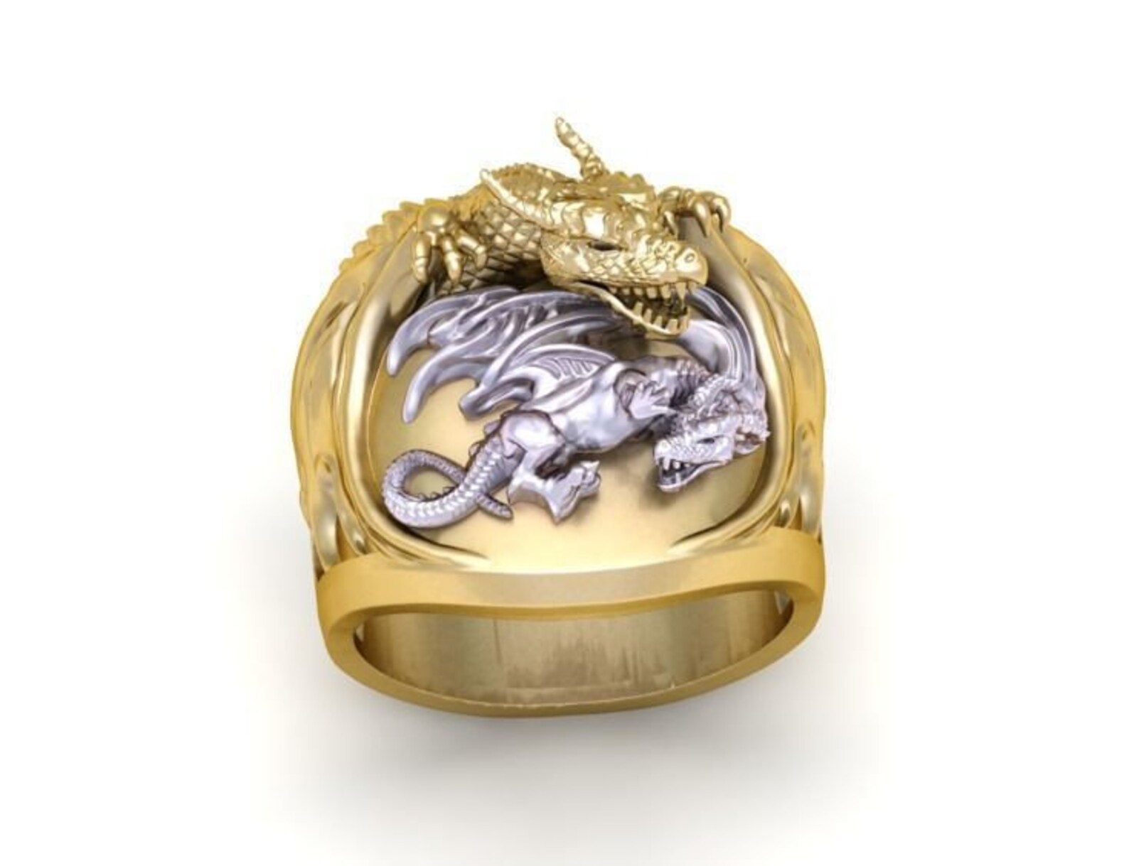 925 Sterling Silver Men's Dragon Ring Dragon Head Ring Etsy