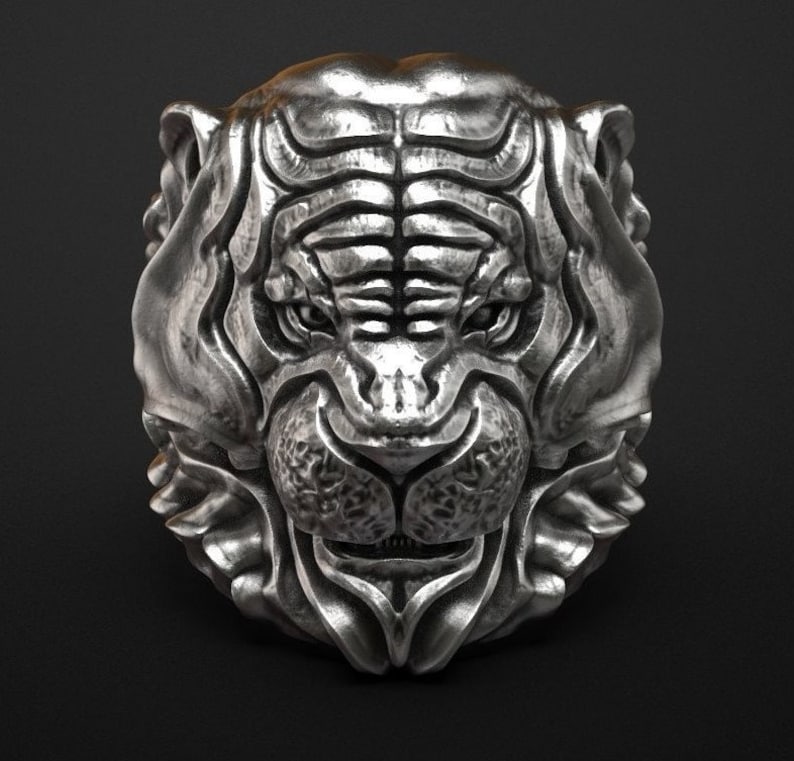 Tigers Head Ring Animal Rings Animal Jewelry Statement Rings Chunky Rings Animal Ring men tiger ring 925 sterling silver tiger ring