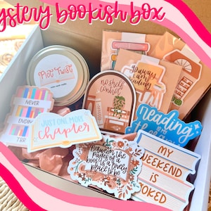 Mystery Bookish Box - Surprise, Book Lover, Christmas Gift, Candle, Stickers, Magnetic Bookmarks, Earrings, Book Stack, Magnets, Grab Bag