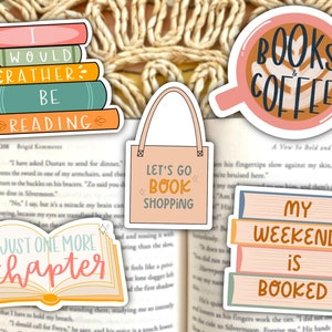 Bookish Vinyl Stickers - Book Stacks, Just One More Chapter, My Weekend is Booked, I Would Rather Be Reading, Present, Individual or Set