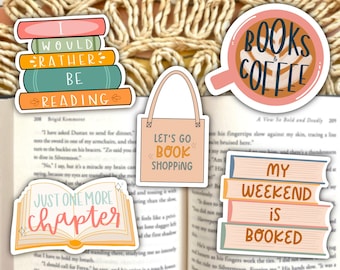 Bookish Stickers - Book Stacks, Just One More Chapter, My Weekend is Booked, I Would Rather Be Reading, Christmas Present, Individual or Set