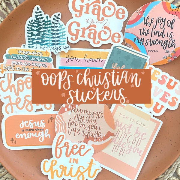 Christian Sticker Oops! Grab Bag - Discounted, Mistakes, Faith Bible Verse, Religious, Laptop Decal, Water Bottle Sticker, Aesthetic