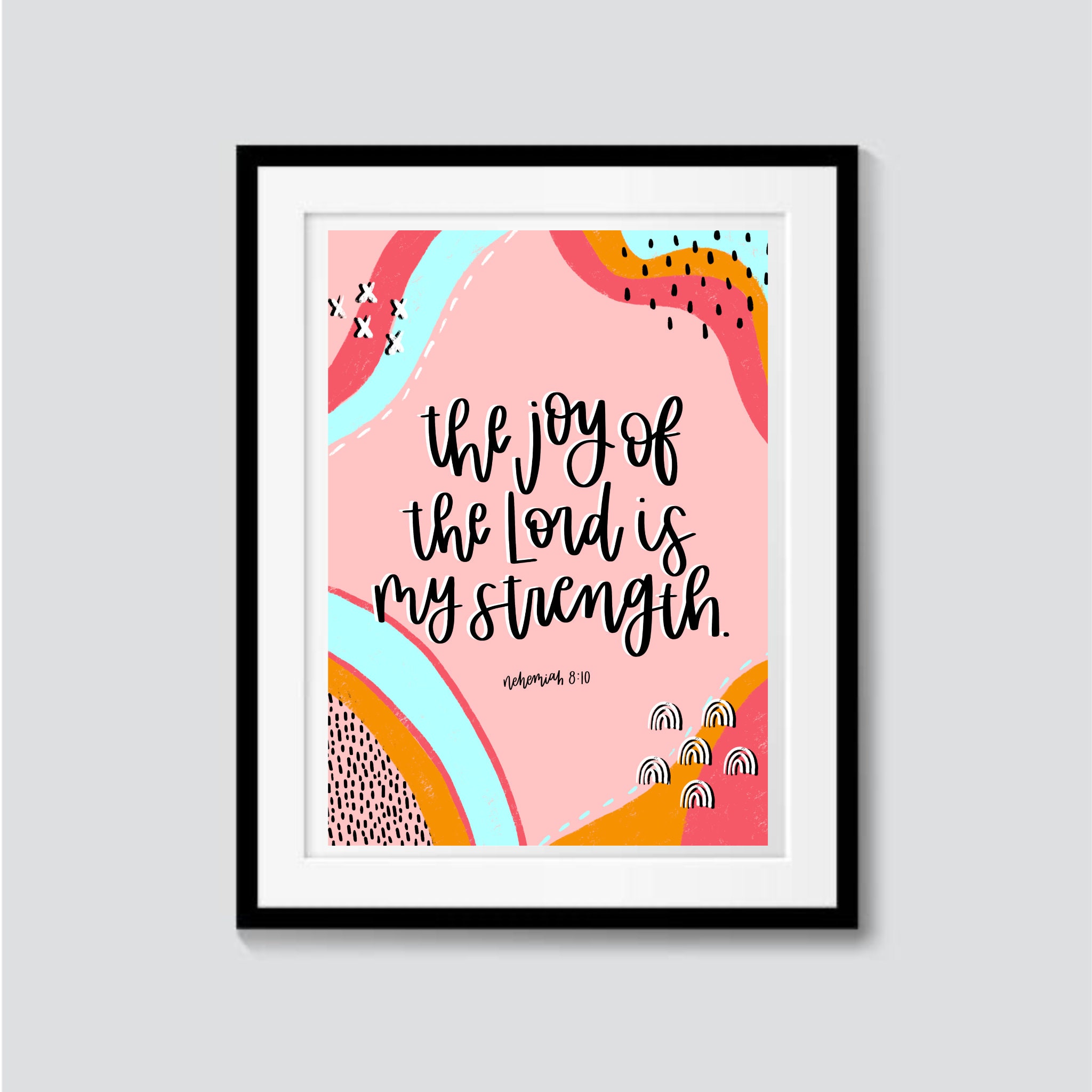 Bible Verse Art Print - Colorful, Funky, Retro, Boho, Christian ...