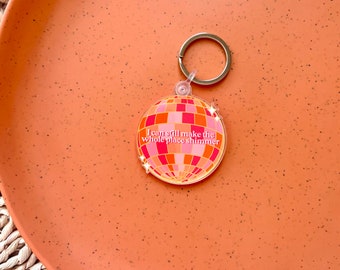 Jeweled Acrylic Keychain - Aesthetic, Car Keys, Gift Idea, Pink, Orange, Disco Ball, Present, Shimmer, Midnight