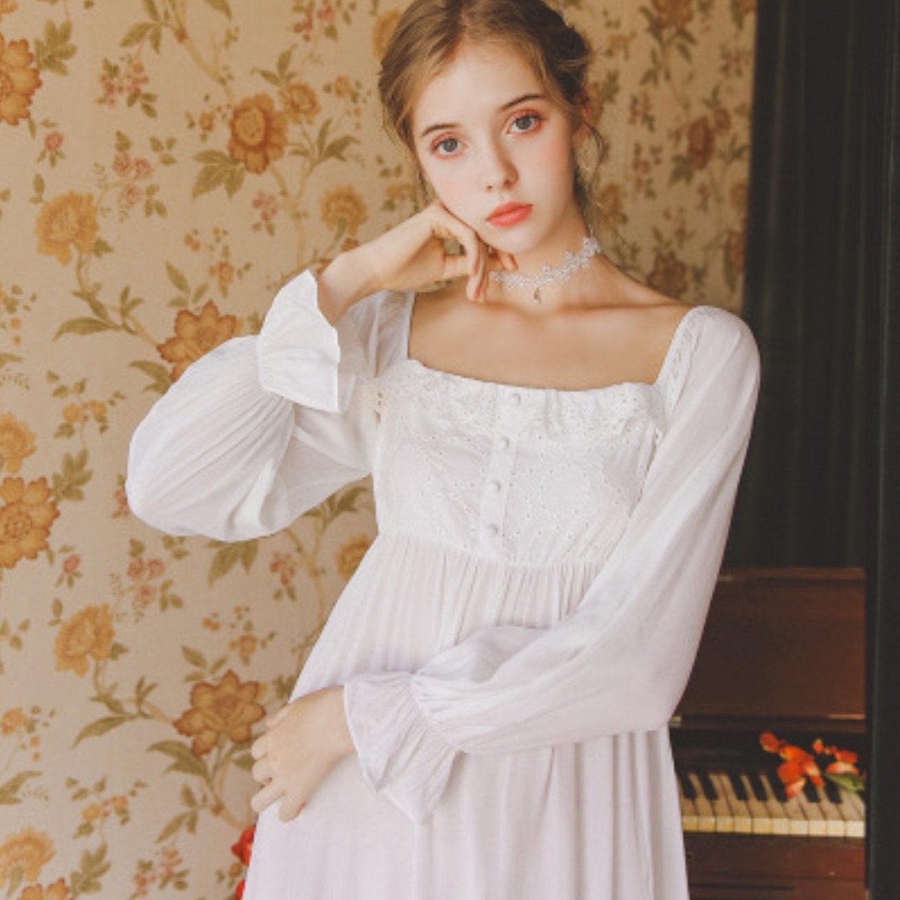 Folk Peasant Nightgown Vintage French Nightdress Embroidered Etsy