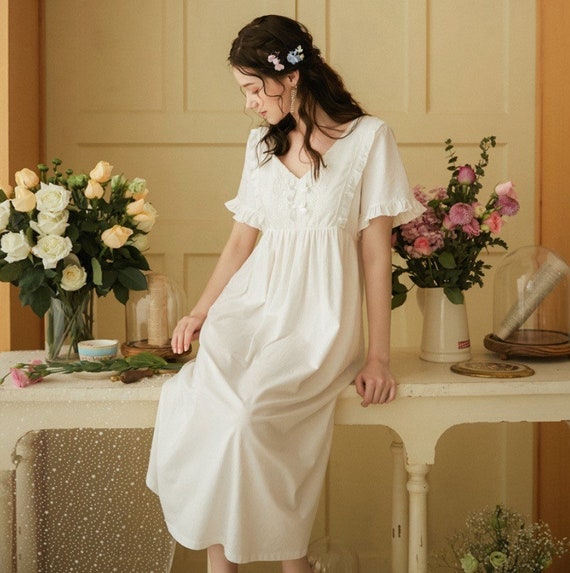Cotton Nightgown Vintage Nightgown Long 