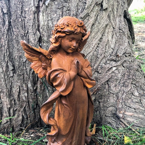 Garden Fairy Angel - Ornement de décoration d'extérieur pour statue de jardin en fonte