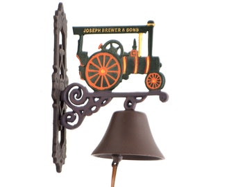 Cast Iron Traction Engine Steam Bell Hand Painted Wall Mounted