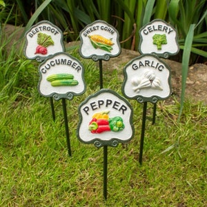 Six Vegetable Plant Markers