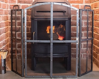 Greystone Iron Pewter Panel Fire Screen