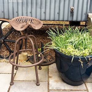 Heavy Duty Cast Iron Tractor Seat Stool Rustic Antique or Nardo Grey Finish