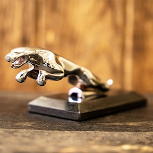 Brass Jaguar Ornament With Granite Base