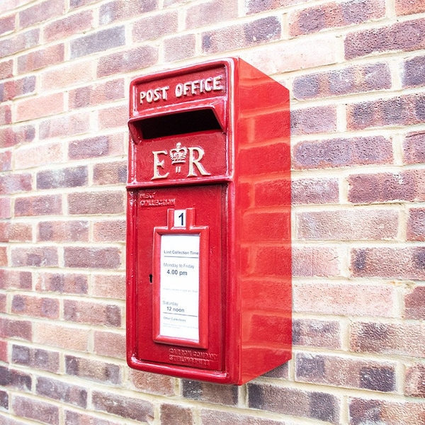 Wall Mounted Red ER Royal Mail Cast Iron Post Box