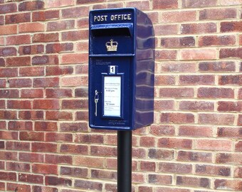 Scottish Cast Iron Royal Blue Post Box Cast Iron Letterbox Powder Coated