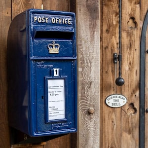 Scottish Cast Iron Royal Blue Post Box Cast Iron Letterbox Powder Coated
