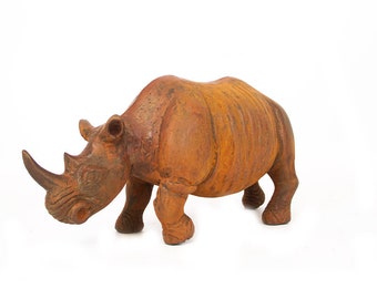 Solid Outdoor Cast Iron Rhino Statue