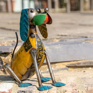 Upcycled Sitting Dog Statue
