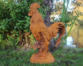 Large Cast Iron Cockerel Heavy Duty Garden Home Interior Rooster Statue