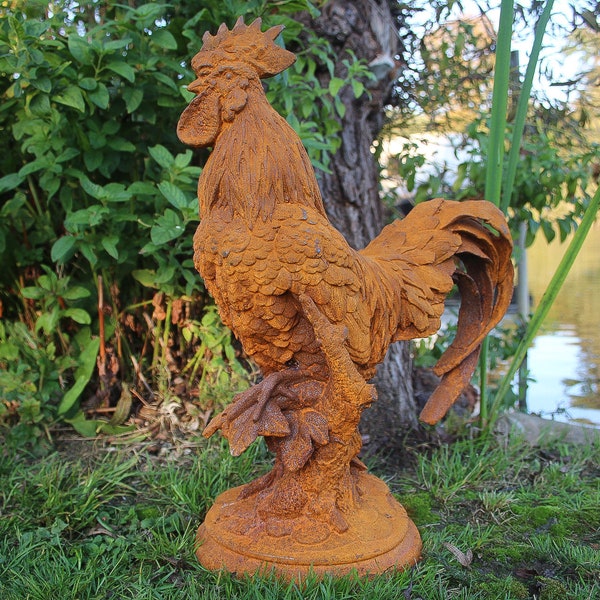 Large Cast Iron Cockerel Heavy Duty Garden Home Interior Rooster Statue