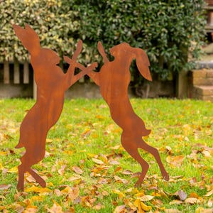 Boxing Hares Garden Sculpture Animal Art Ornament