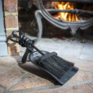 Black Fireplace Pan and Brush Set