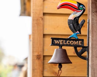 Unique Toucan Door Bell - Colorful Cast Iron Garden & Home Decor