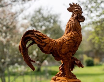 Large Cast Iron Cockerel Heavy Duty Garden Home Interior Rooster Statue